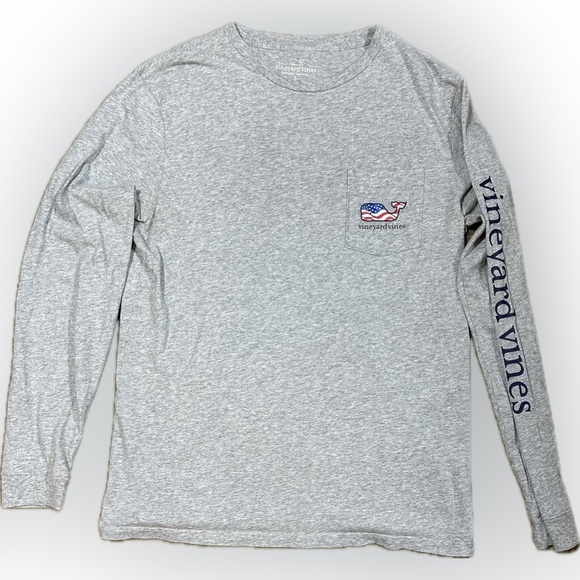 Vineyard Vines Men's Flag Whale Long-Sleeve Pocket Tee. Small. Unisex. Preowned - Picture 2 of 6